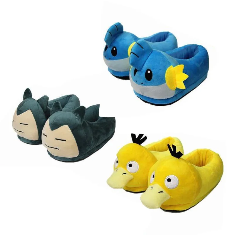 Pokemon Elf Kawaii Pikachu Slippers Snorlax Psyduck Anime Cartoon Shoes Warm Winter For Children Adult Gifts