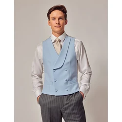 Double Breasted Men's Vest for Wedding Party Dress Vest Man Formal Shawl Lapel Gentleman Vests for Grooms Suits Waistcoat Male