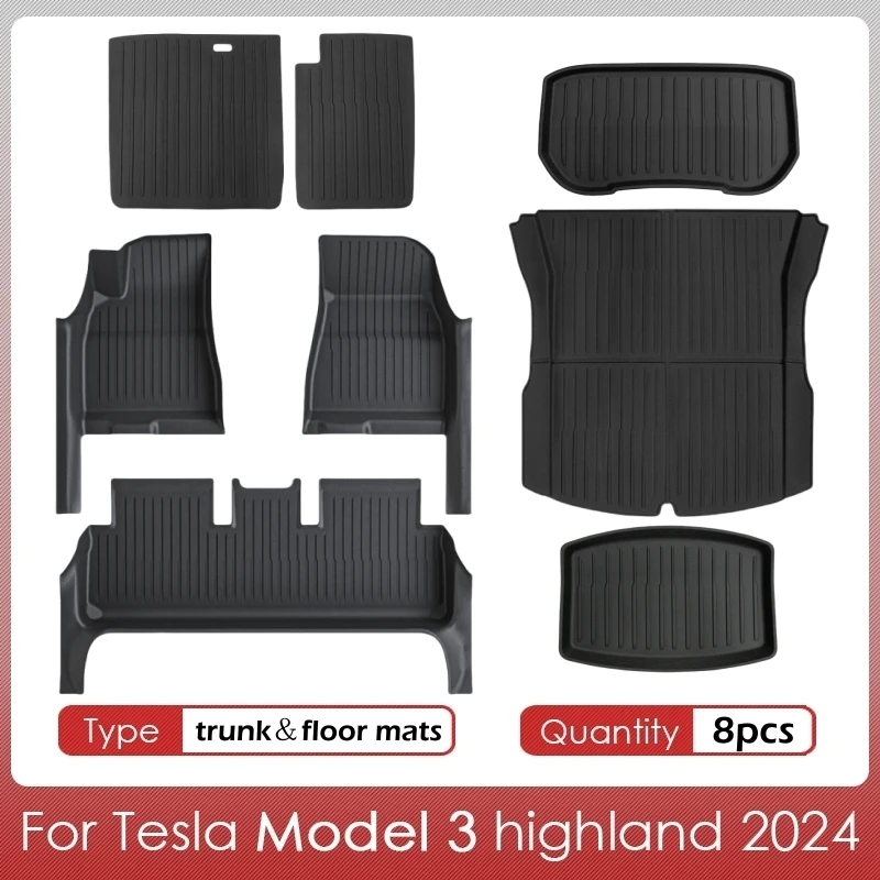 Für Tesla Model 3 2024 Highland Fußmatten mit Türschwellenschutz, Vollständige Bodenabdeckung, Vordere und Hintere Kofferraumauskleidung, Rücksitzmatten – Detail 9