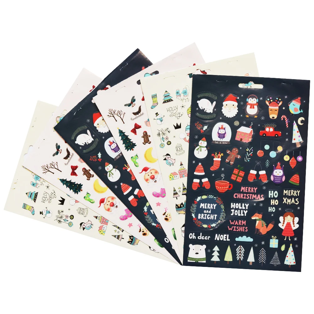 Creative Path 200 Stück Selbstklebende Scrapbooking-Weihnachtsaufkleber 6 Blätter Frohe-Weihnachten-Aufkleberbuch für Journaling und Kartengestaltung – Detail 12