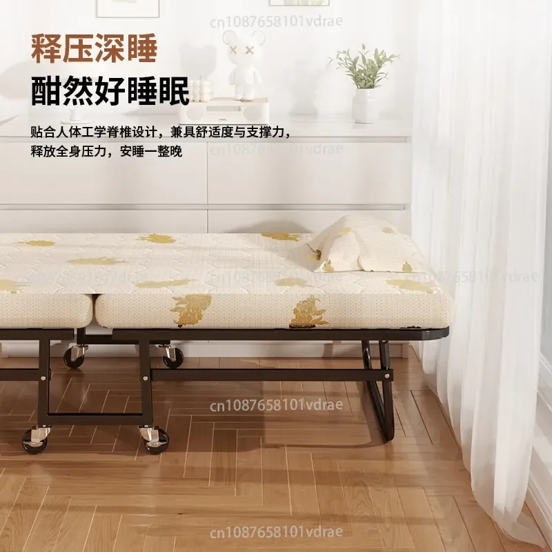 Folding Bed for Home and Office Use: Reinforced Single Bed for Adults, Ideal for Afternoon Naps