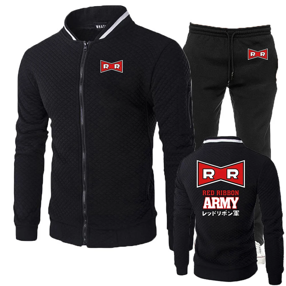 

Red Ribbon Army Logo Print 2026 FAshion Slim Fit Comfortable Suits Spring And Autumn Men's Simple Hoodies+Pants Premium Sets