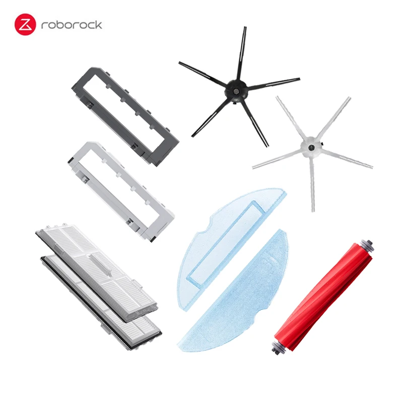 Roborock-cepillo principal de goma desmontable S7, accesorios originales, filtro HEPA, cubierta, paño de fregona, cepillo lateral para piezas G10
