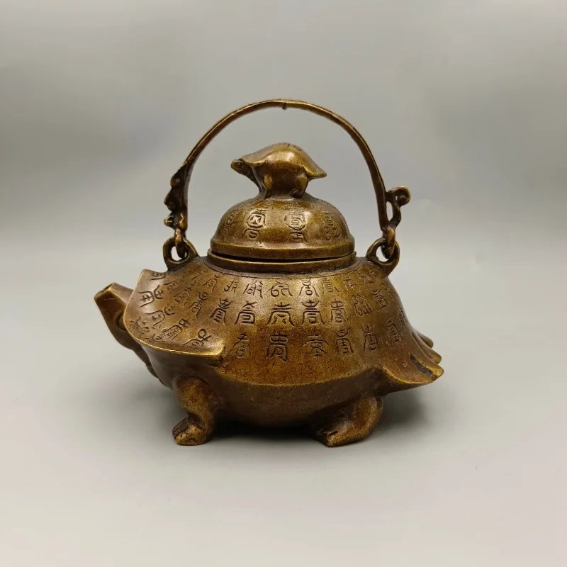 Guyunzhai Wanshou Mother and Child Turtle Copper Flagon Decoration Home Decorative Crafts Antique Bronze Collection Wholesale