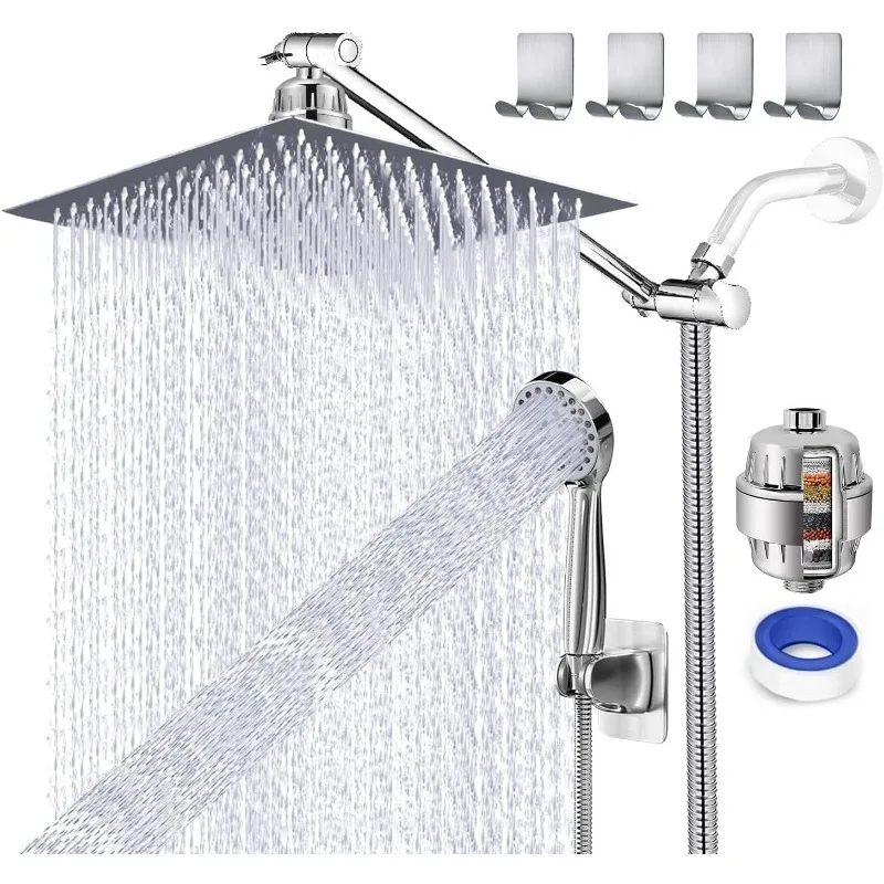 Imagem -03 - Rain Shower Head com Handheld Spray Rainfall Shower Head Combo One-piece Braço de Extensão Acessórios do Banheiro