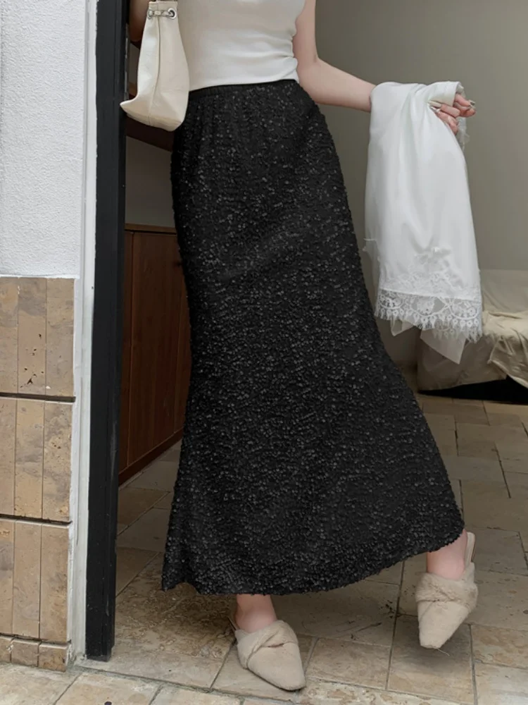 SMTHMA 2025 جديد الخريف مزاجه التنقل مشفرة الترتر البوق حورية البحر تنورة المرأة عالية الخصر ضئيلة تدلى تنورة طويلة #6