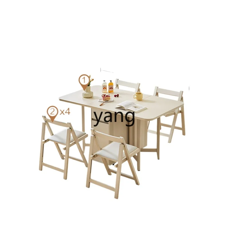 CX Cream Style Stone Plate Foldable Dining Table Small Apartment Space-Saving Dining Home Small Table