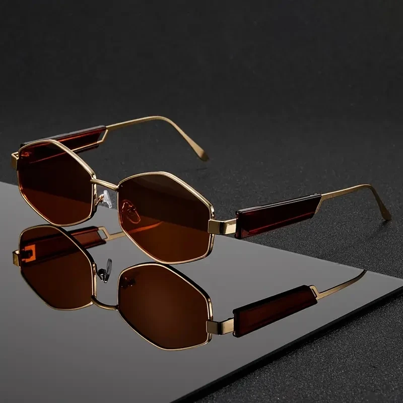 Geometrische Punk-Sonnenbrille mit kleinem Rahmen für Herren/Damen, klassische Steampunk-Polygon-Sonnenbrille für Damen, Vintage-Stil, UV400