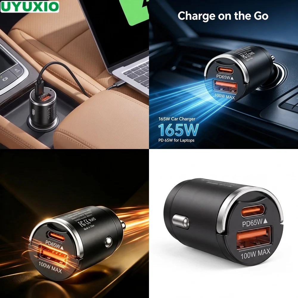 carregador-de-carro-embutido-de-165w-com-entrega-de-energia-usb-c-de-65w-e-usb-a-de-100w-design-embutido-em-liga-de-zinco-para-viagens-e-uso-diario