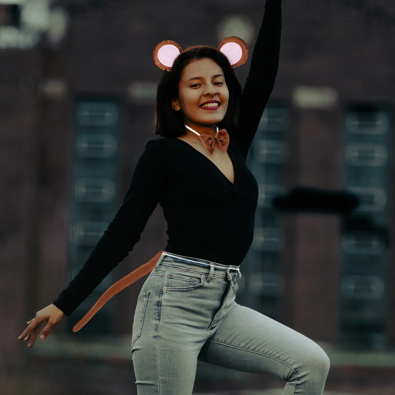 

1Set Monkey Costume Set Cosplay Party Accessories Animal Headband Tail Bow Tie Halloween Festival Props Party Headband