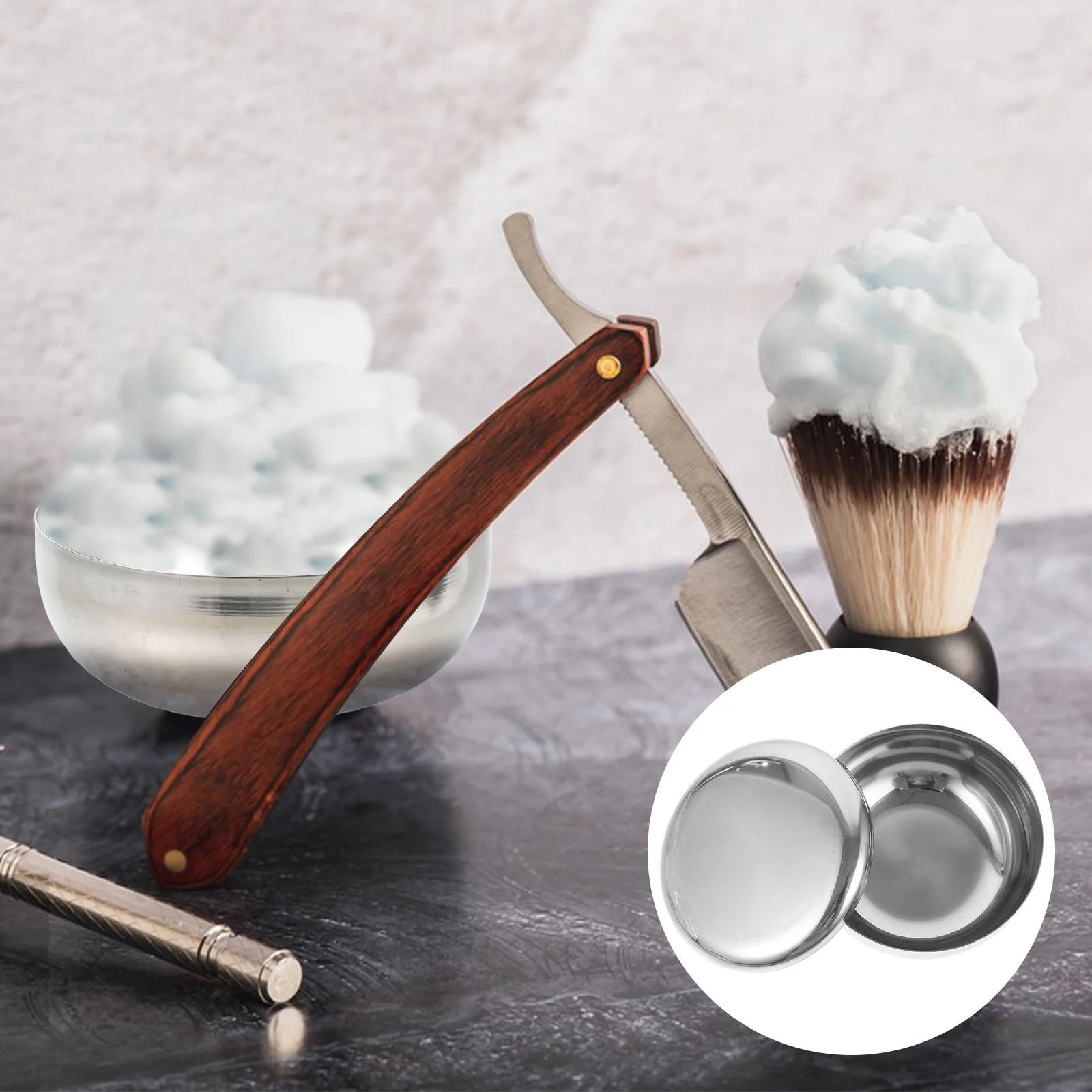 الكلاسيكية الرجال الحلاقة السلطانية الفولاذ المقاوم للصدأ الفضة 52 مللي متر عالية 73 مللي متر واسعة المحمولة الحلاقة كوب الصابون أداة تهذيب الأنيقة #3