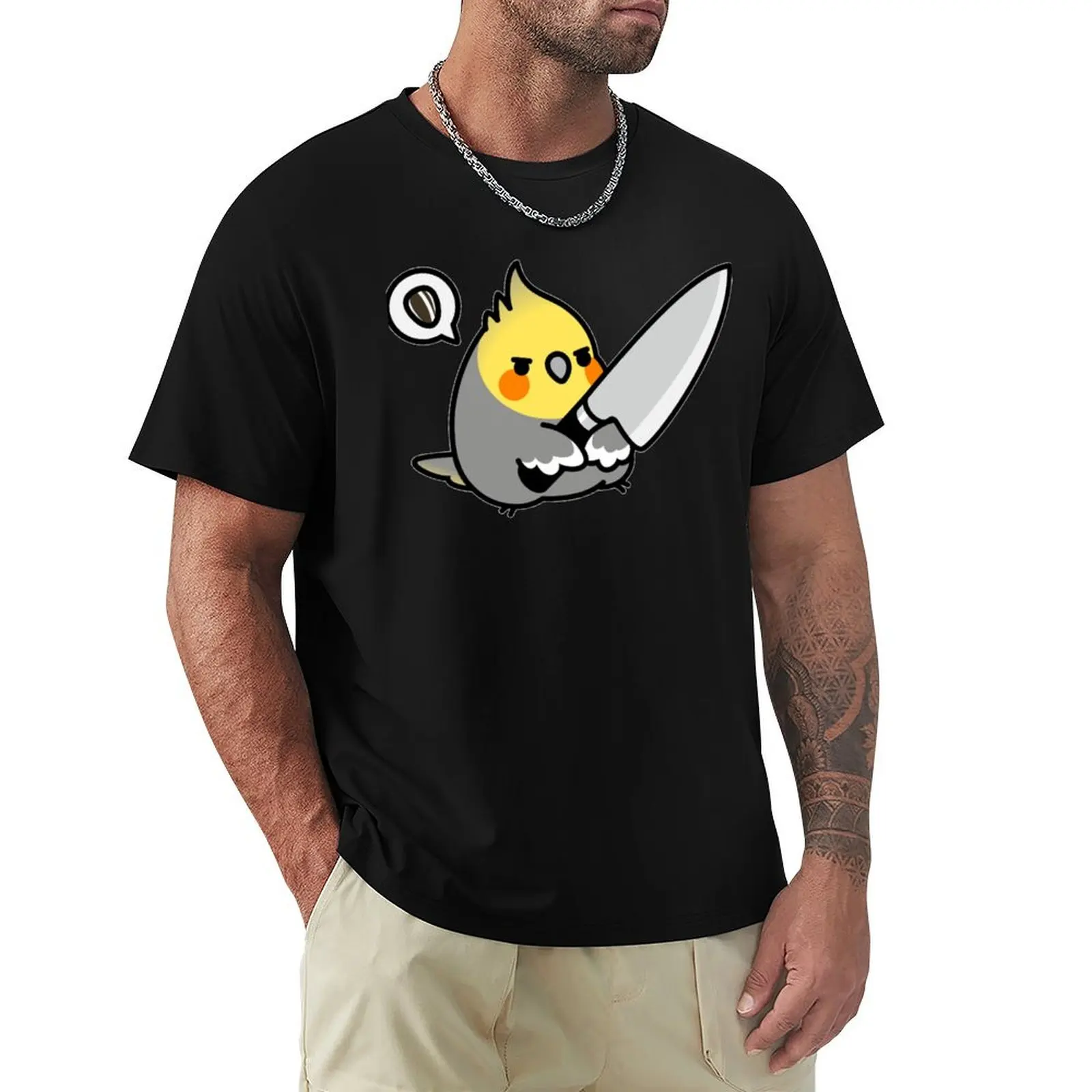 

Chubby Cockatiel Knife T-Shirt Casual Trendy Short Sleeve T-Shirt
