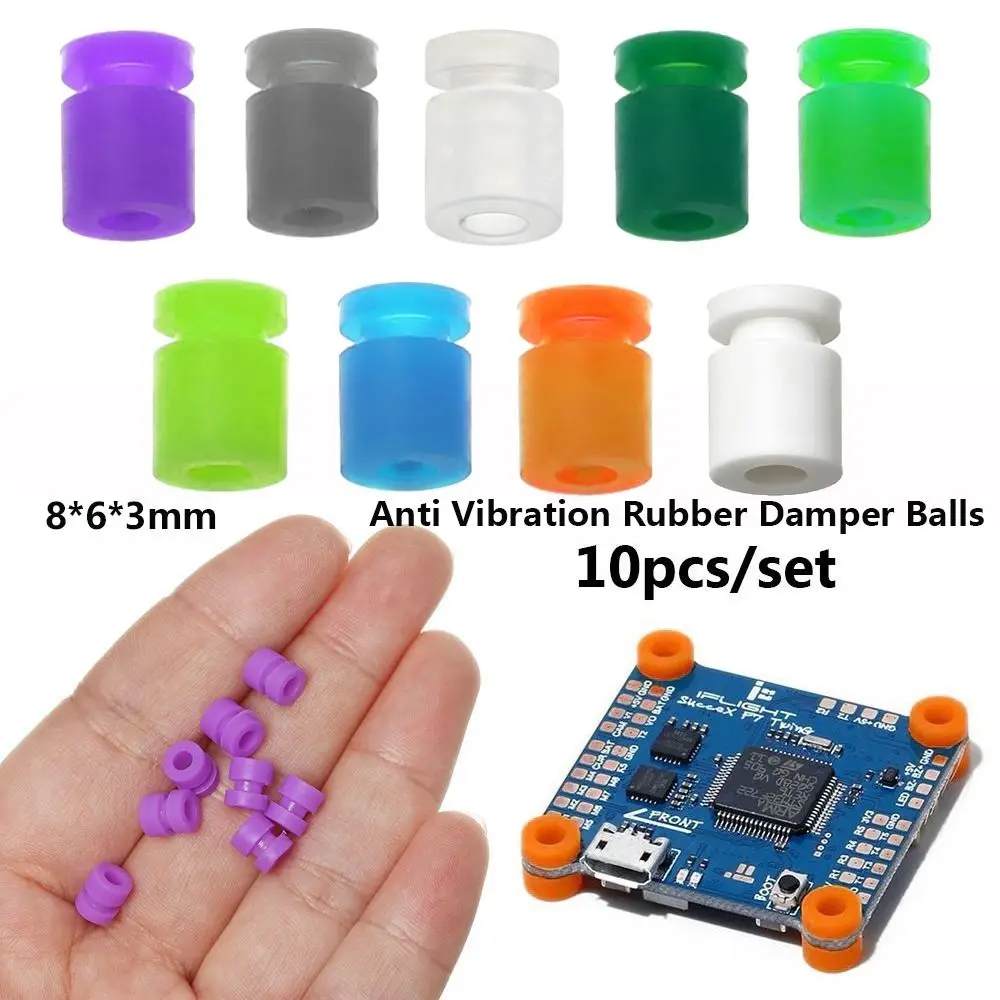 10pcs 8*6*3mm Rubber Damper Balls Multicolors V2 Upgraded Silicone Anti Vibration M3*8 Silicone Muffler