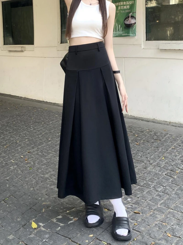 Maxi Gonne Donna S-5XL Pieghettato Allentato Ulzzang Elegante Puro Vita Alta Casual Streetwear Tutto-fiammifero Studenti Harajuku юбки Estate