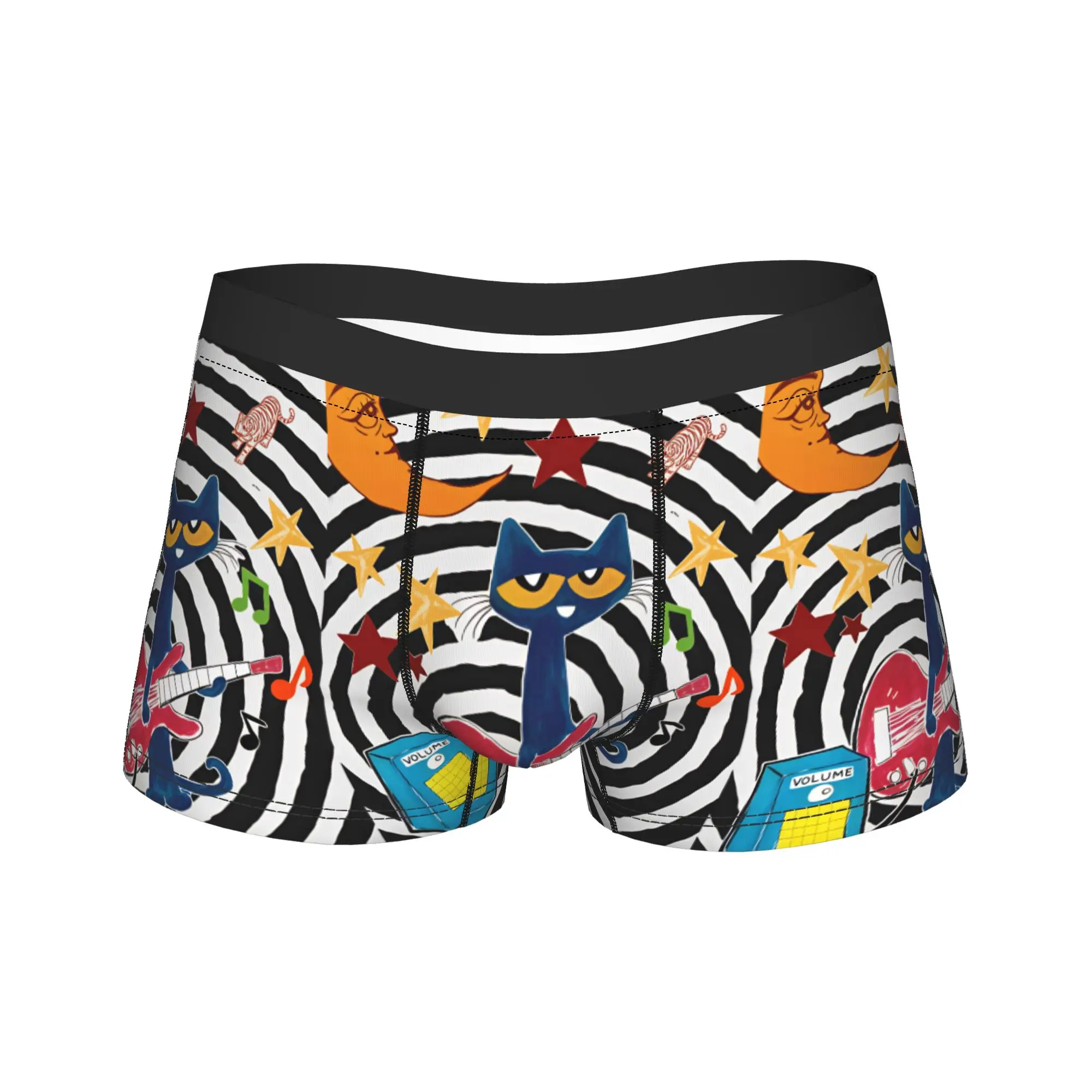 Pete The Cat Stars Comic Underwear  Design Boxershorts Quality Men Panties Sexy Soft Boxer Brief Gift Idea