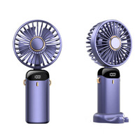 Handheld Small Fan USB Desktop Portable Mini Folding Mute Dormitory Office Digital Display Mini Spiral Fan Blade Mute LED