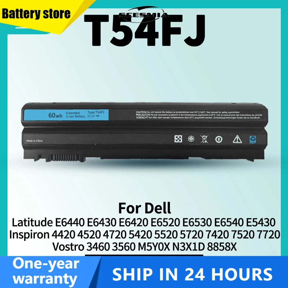 60WH T54FJ Laptop Battery for Latitude E6430 E6420 E6520 E5430 E5520 Inspiron 4420 4520 5420 5520 7420 7520 Vostro 3460 3560