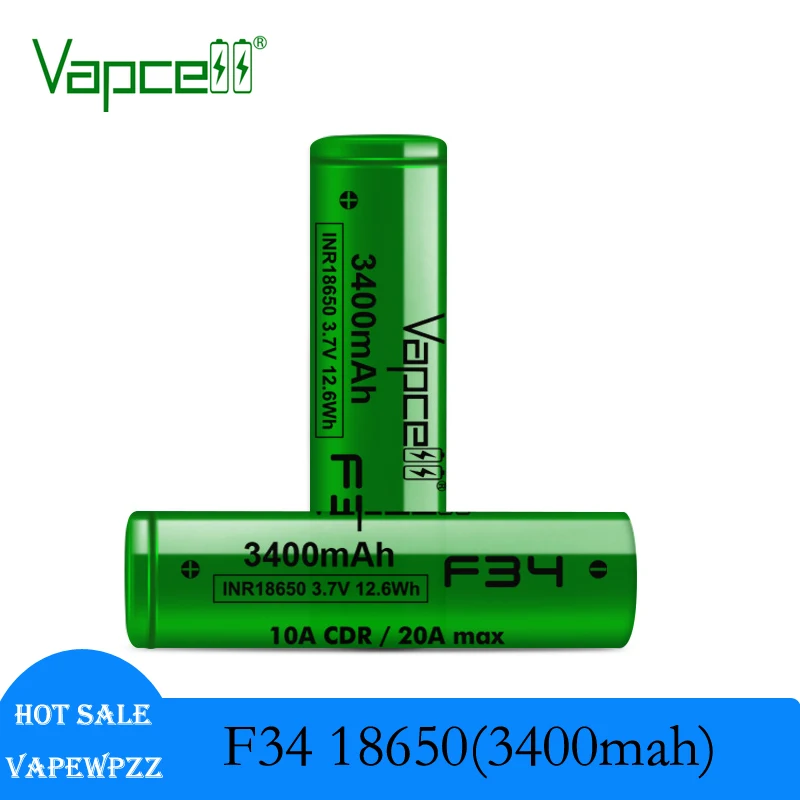 24pcs Vapcell F34 18650 Battery 3400mah 10A/20A 3.7V INR18650 Rechargable Batteries Good consistency suitable for battery pack