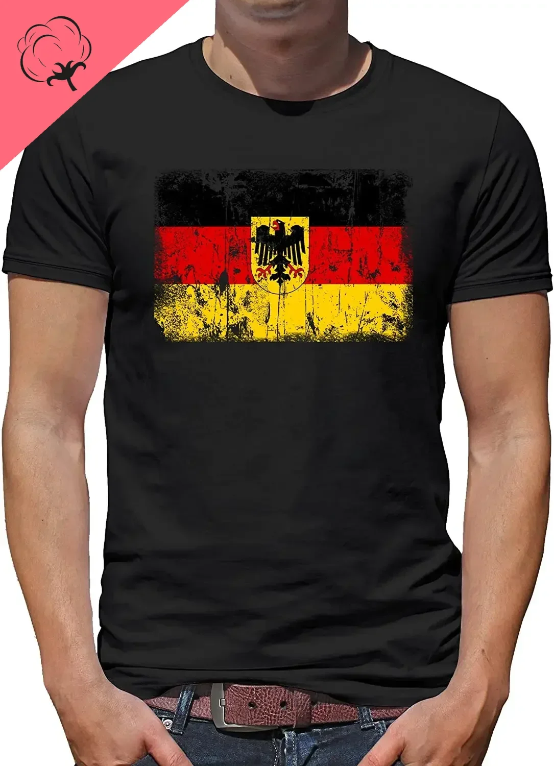 Germany BRD Vintage Flag Mens T Shirt. Short Sleeve Casual 100% T-shirts Loose Top