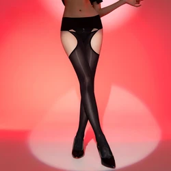Women Stockings Sexy Side Hollow Seamless Pantyhose With Crotch Buckle Aurora Suspender Socks High Elastic Transparent Sockings
