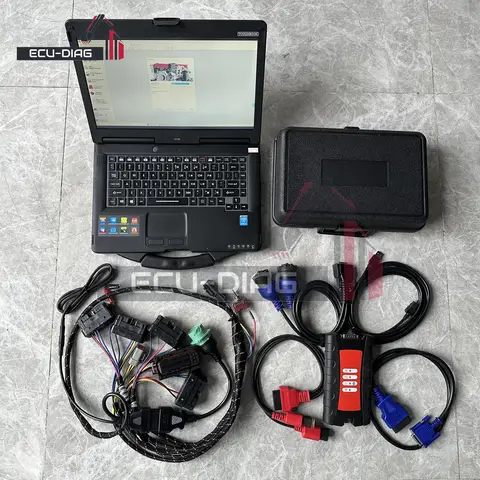 Cummins용 인라인 7 Insite 9.0 소프트웨어 WIFI 데이터 링크 어댑터 5299899 프로그래밍 케이블이 포함된 트럭 진단 도구 노트북
