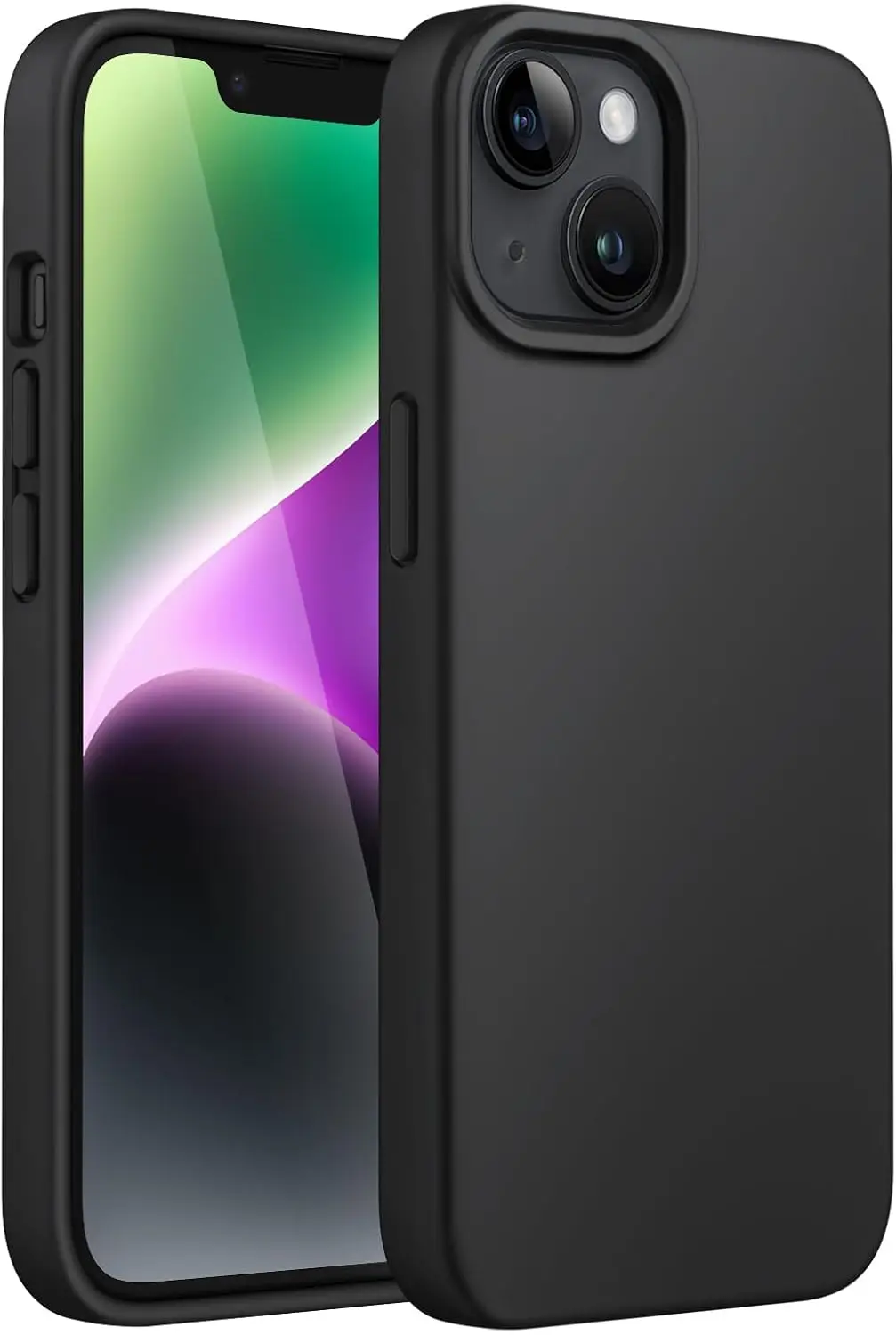 

Silicone Case for iPhone 14 6.1-Inch, Soft Touch Full-Body Protective Cover with Microfiber Lining (Black)