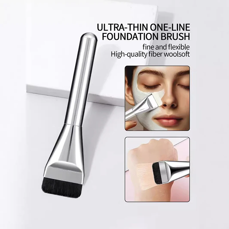 5Pcs Ultra Thin Foundation Brush One Line Foundation Brush Ultra-thin Traceless Concealer Eyeliner Brush Puff Makeup Brush Tool