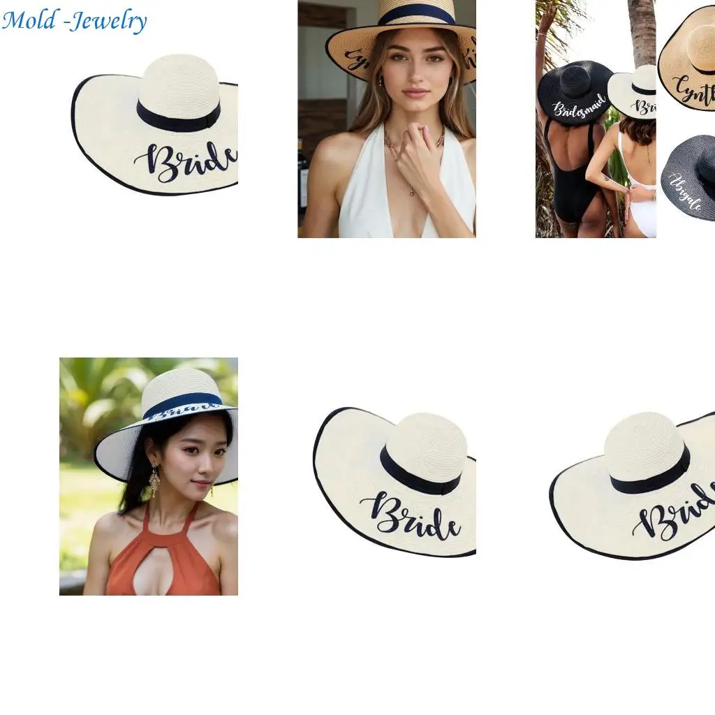 

69HB Trendy New Bride Party Hat Bachelorette Gathering Sun Hat For Beach Garden and Music Festival Special Event Headwear