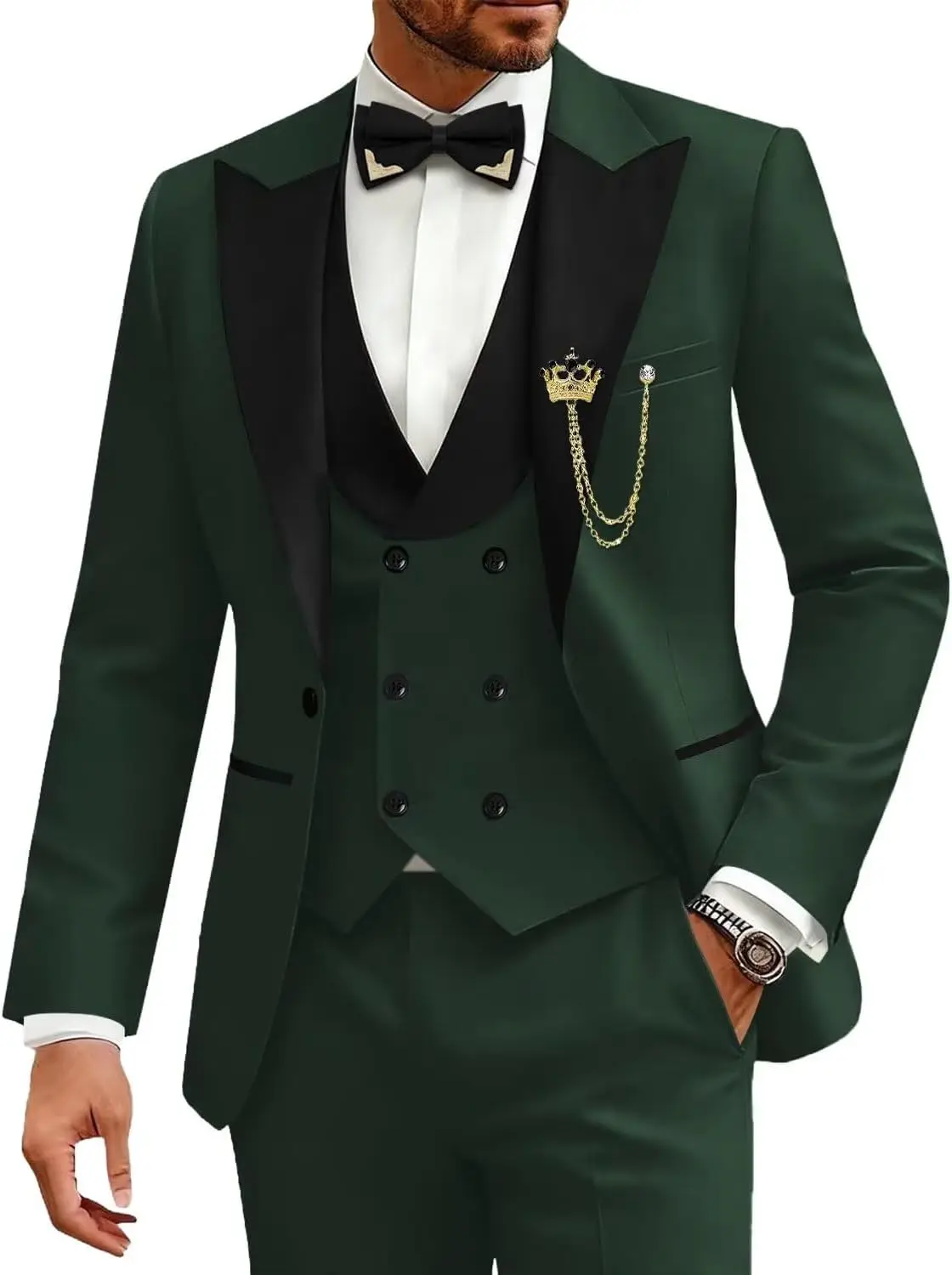

Tuxedo for Men 3 Piece Mens Tuxedo Suit Set Double Breasted Suit Men for Business Wedding Prom Formal