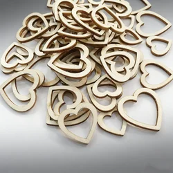 100Pcs/set Popular Hollow Love Heart Wooden DIY craft LaserCut Embellishment Craft Decor Christmas Ornaments Wedding Decoration