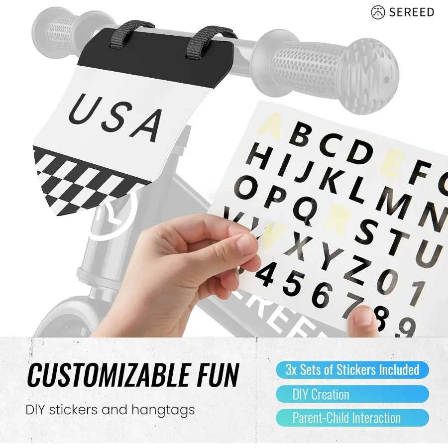 Toddler Balance Bike 2 Year Old No Pedal Bicycle Toys for 2-5 Years Old Tool-Free Adjustment Customize Plate with Stickers Gift