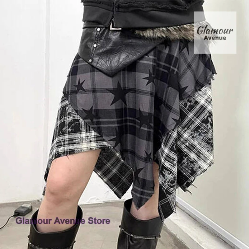 

Korean fashion design sense irregular stitching skirt female summer new temperament street Joker loose casual slim skirt.
