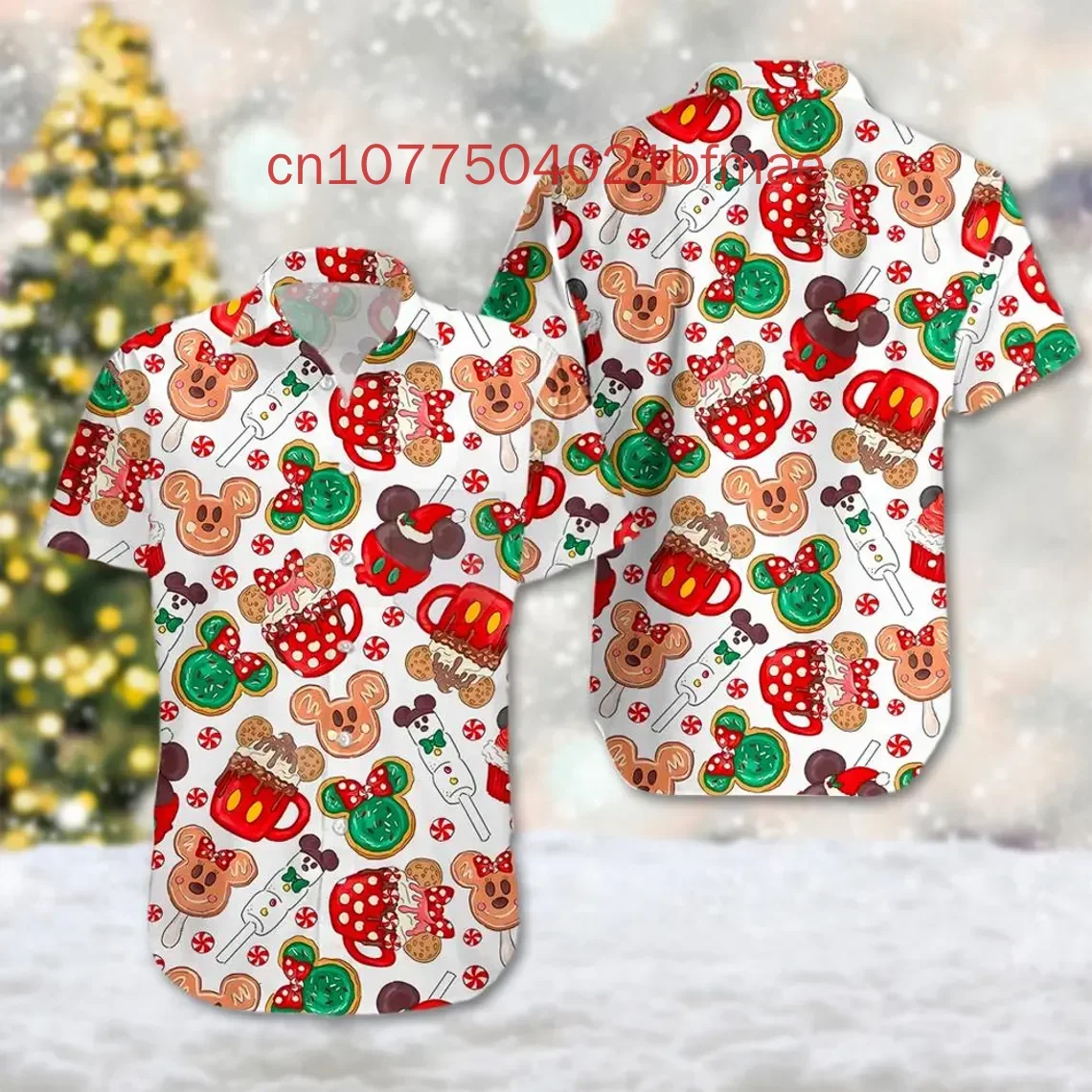 Mickey Ears Christmas Hawaii Shirt Mickey Mouse Xmas Button Up Shirt, Mickey Cartoon Holiday Hawaiian Shirt, Magic Kingdom Shirt