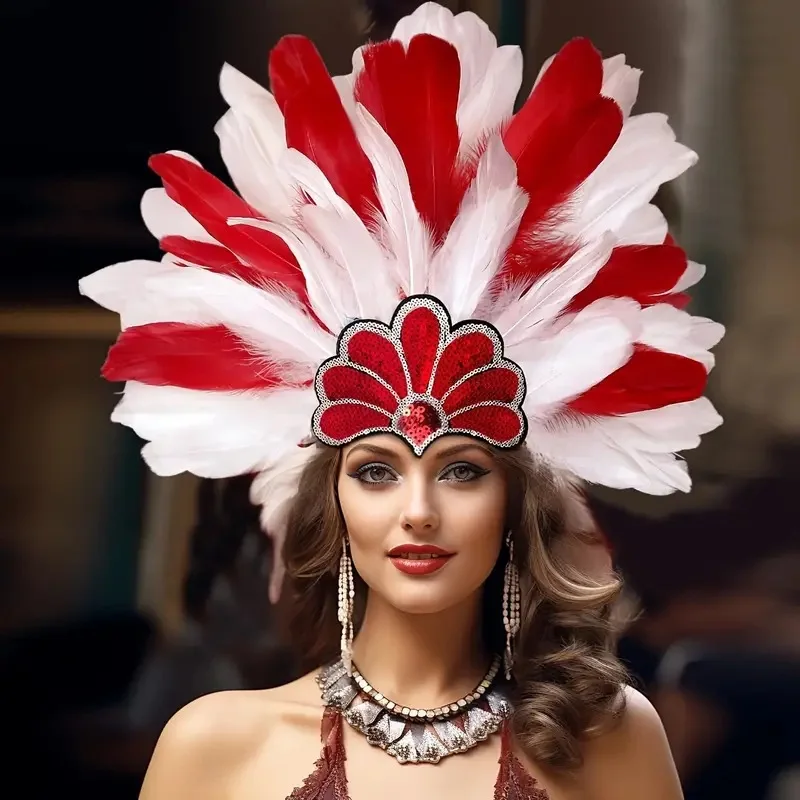 Tocado de plumas negras para mujer, tocado caribeño, accesorios para Showgirl, Carnaval