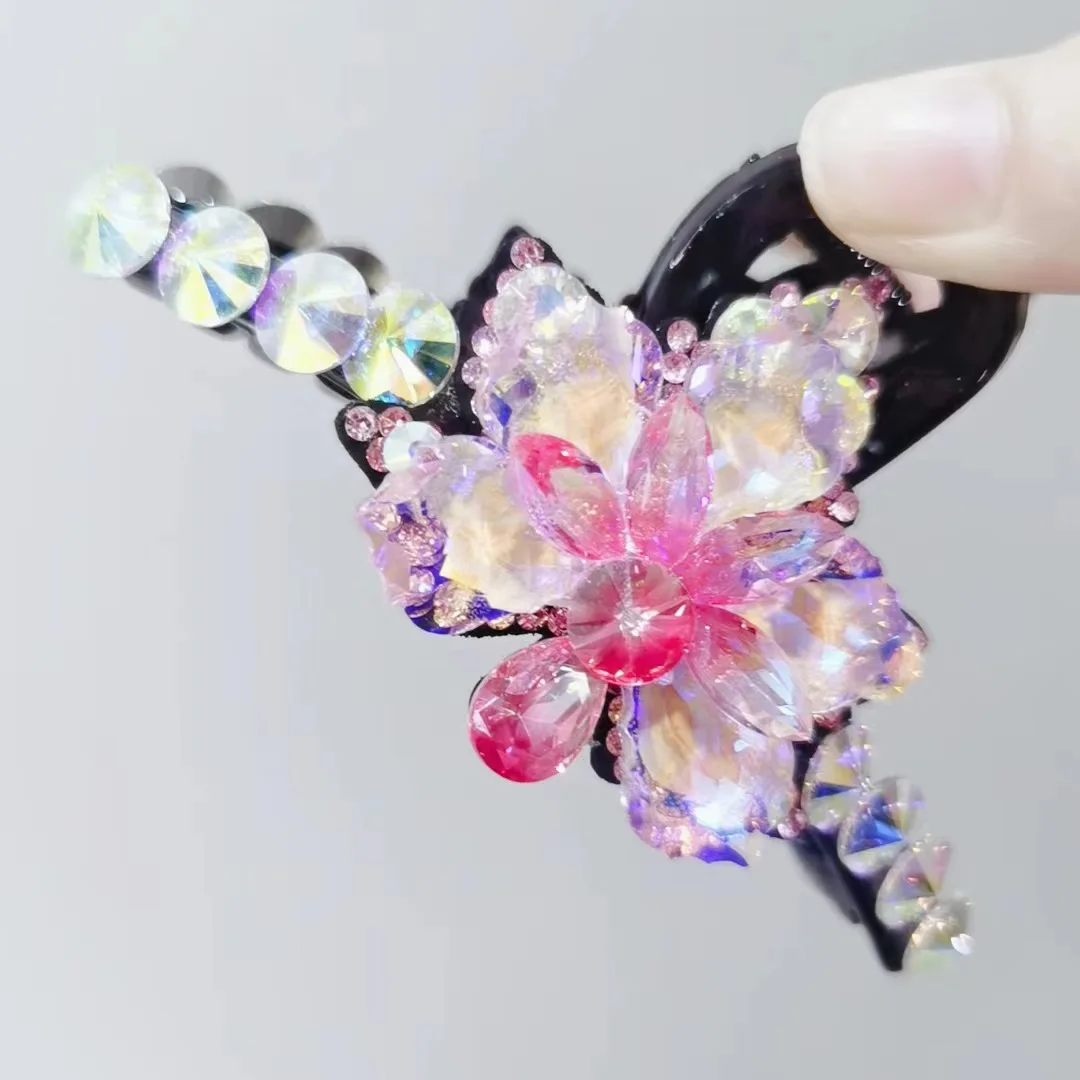 

super fairy crystal leaf shark clip high-grade sense women hairpin back head grab clip hair accessories clip