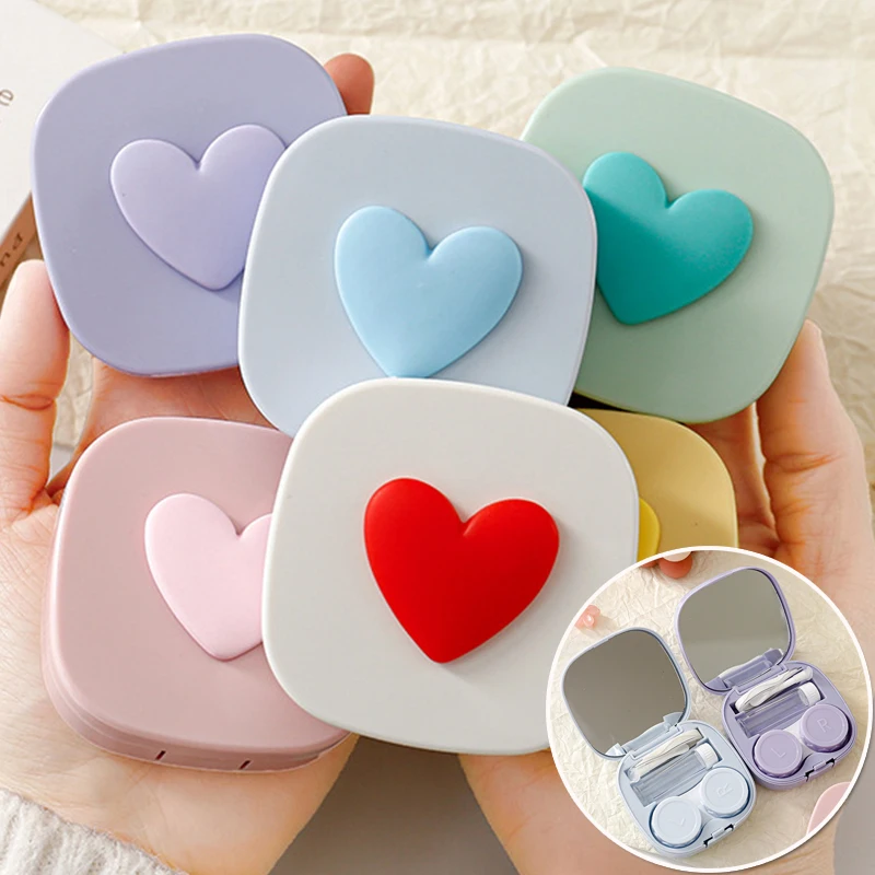 three-dimensional love contact lens case box Beauty Eye Box Travel Portable Contact Lens box