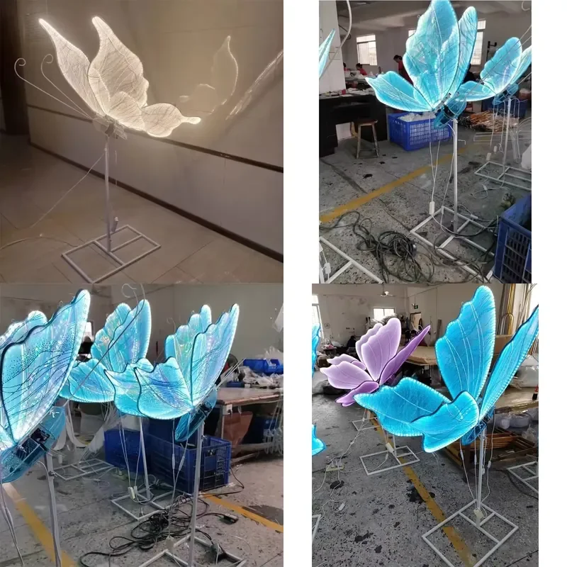 Led Moving Wings Butterfly Blue Pink Purple Led Butterfly for Wedding Party Event Decoration