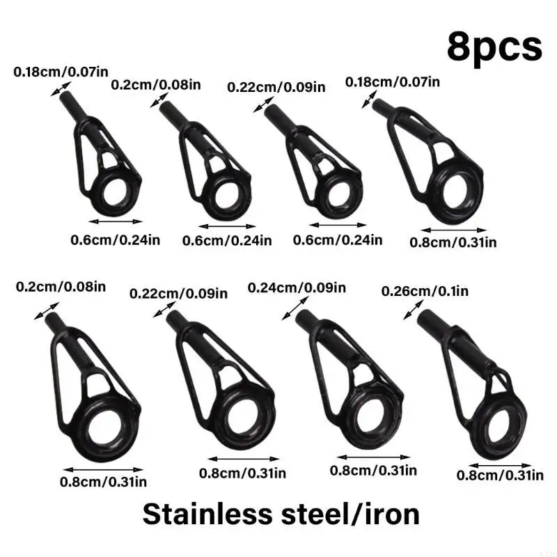 8pcs مقاس مختلط أدلة قضيب الصيد قضيب العين المحدد 6 مم 8 ملم بديل القطر الخارجي