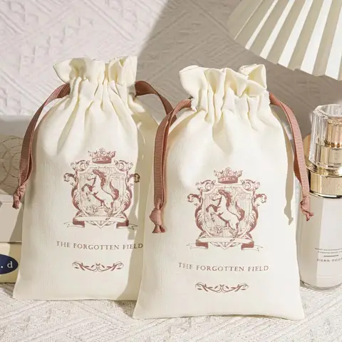Recyclable Muslin Cotton Drawstring Bag Jewelry Dust Pouch Necklace Gift Drawstring Organizer Storage Dust Bag