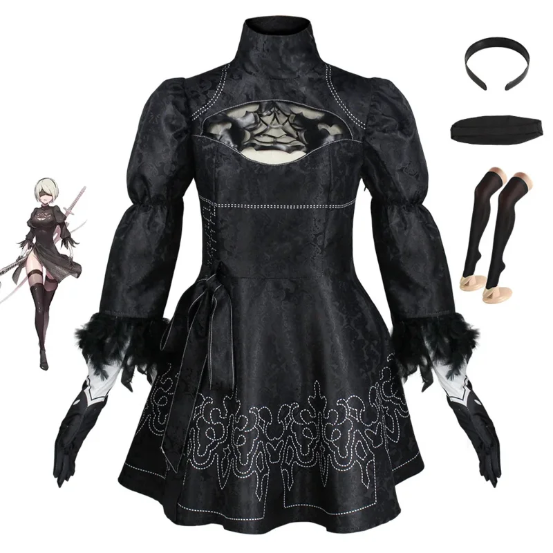 2025 ♥ New Nier Automatas 2B Sister 9S Cosplay Costume 9S Jacket Uniforms Yorha Neil Mechanical Era Actress Anime Maid Dress ☆★