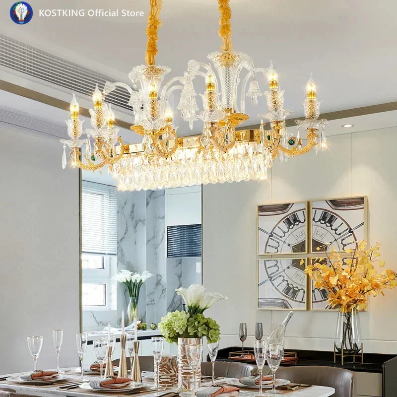 Contemporary Luxury Crystal Pendent Lamp European Living Room Restaurant Bedroom Villa Hotel Duplex Staircase Chandelier