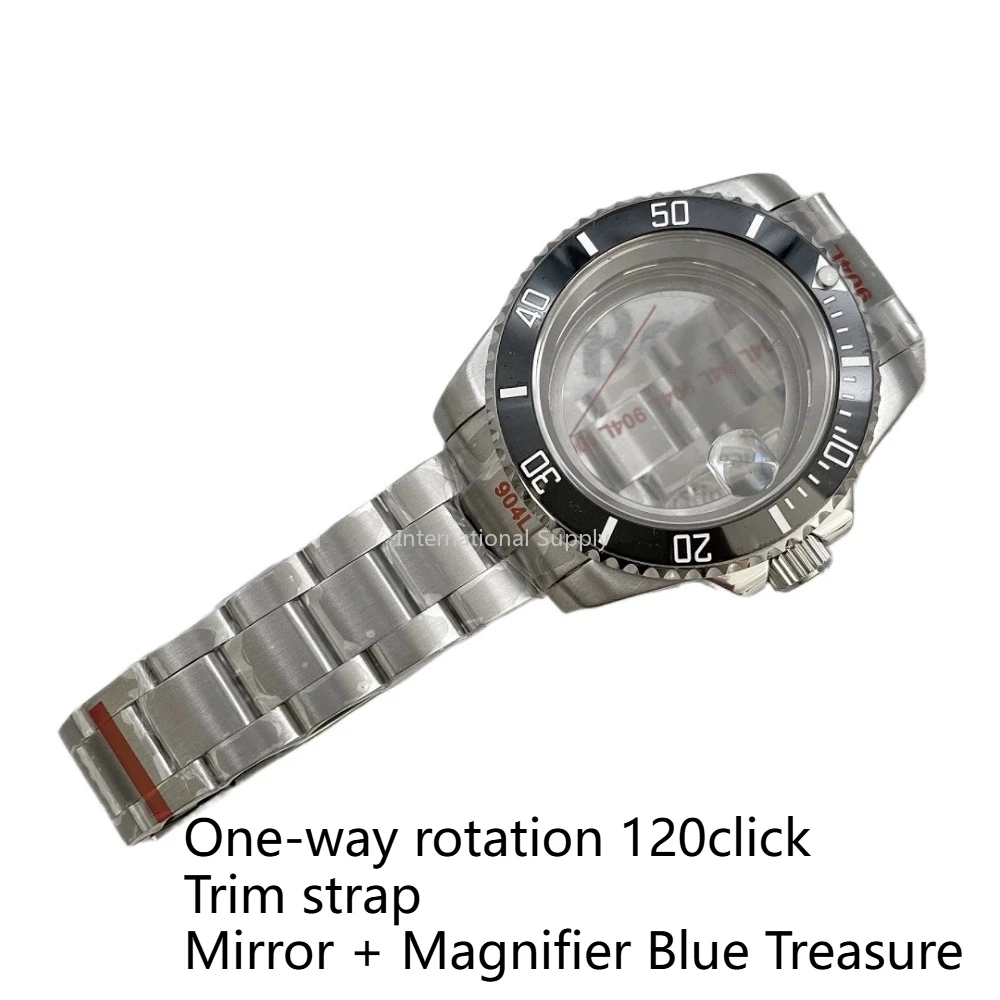 40mm nh35 caixa de relógio pulseira aço inoxidável vidro safira para nh34 nh35 miyota 8215 movimento 28.5mm dial submariner daytona