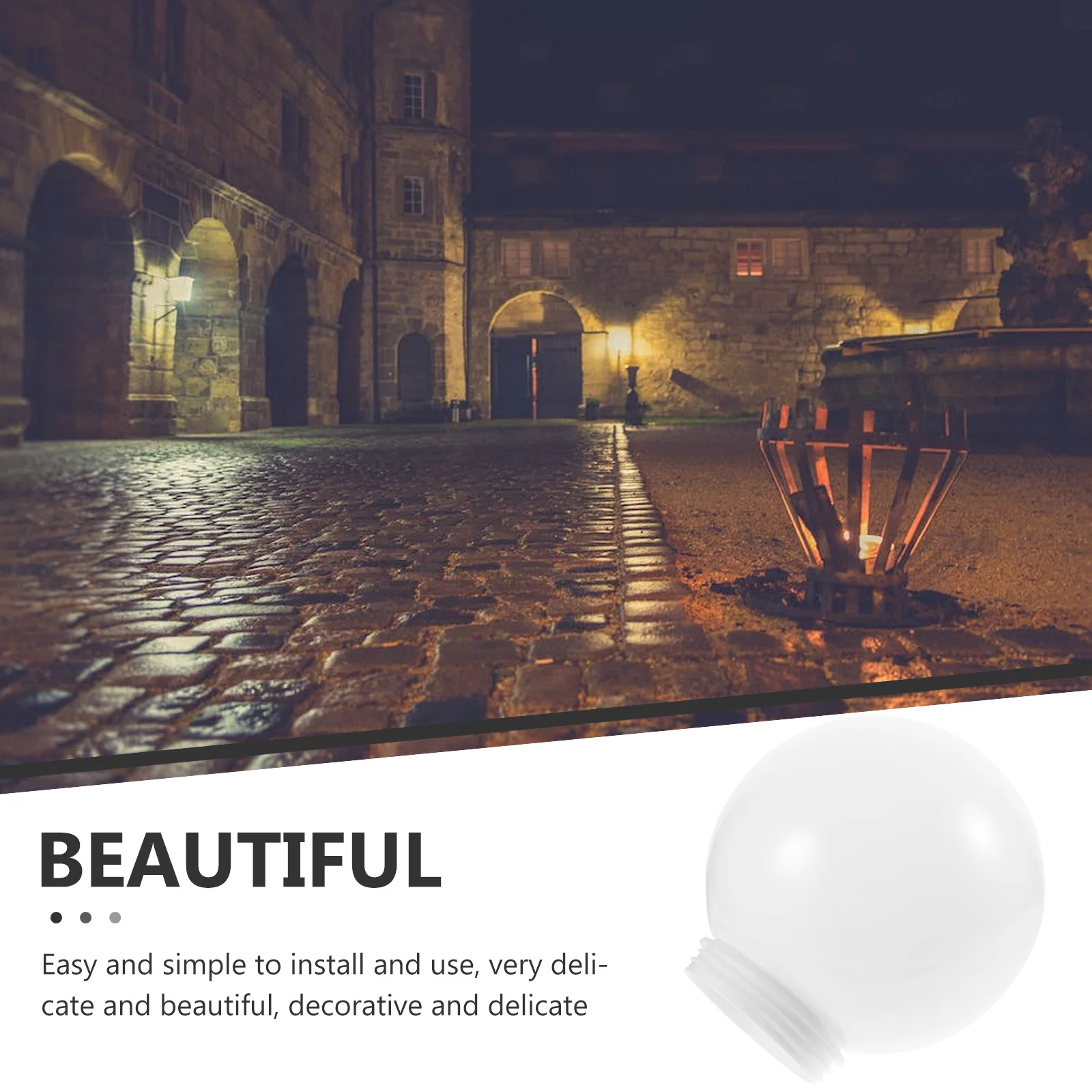 

Smooth Acrylic Globe Lampshade Replacement for Household Outdoor Ball Lamp Cover Protective Light Globe Lamp Shade