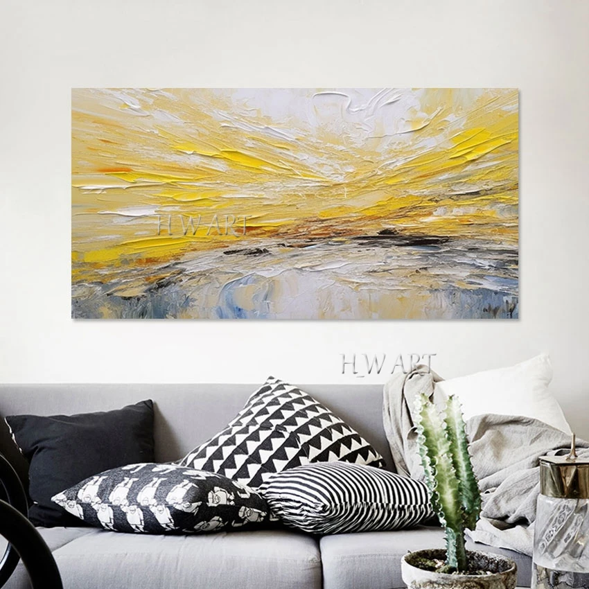 

Yellow Acrylic Knife Oil Paintings Abstract Poster Frameless Art Textured Design Wholesale Of 3D Picture Canvas Wall Mural