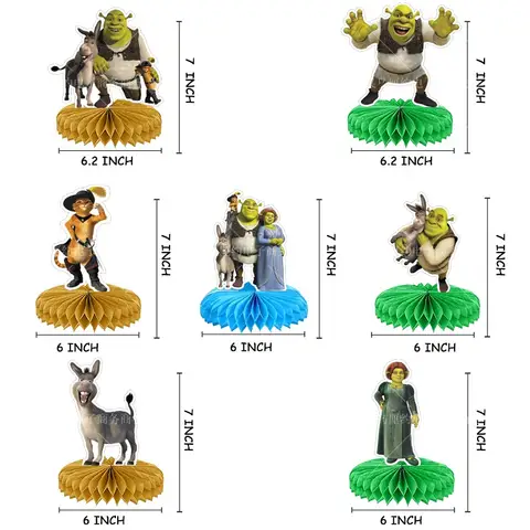 Cartoon Pop Dsn 7Pcs Movie Shreks Theme Birthday Decoration Party Supplies Child Birthday Festival Center Dining Table Honeycomb