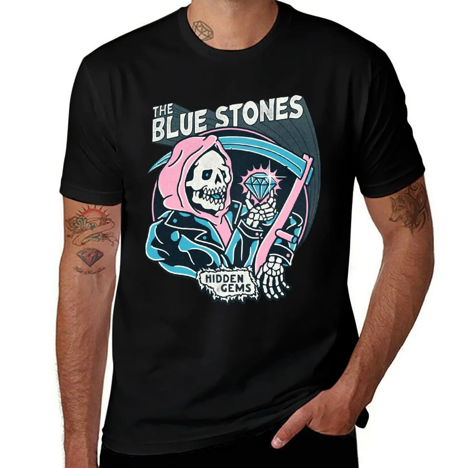 The blue stones - Hidden Gems - logo T-Shirt Outdoor Work Short Sleeve Top