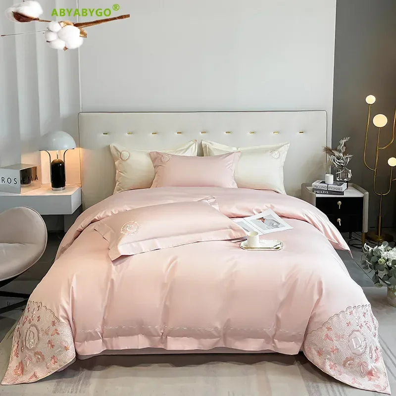 Bedding Set Luxury Chic Embroidery 60S Long Staple Cotton Duvet Cover Set Cotton Bed Sheets and Pillowcases Bed Linen 220×240