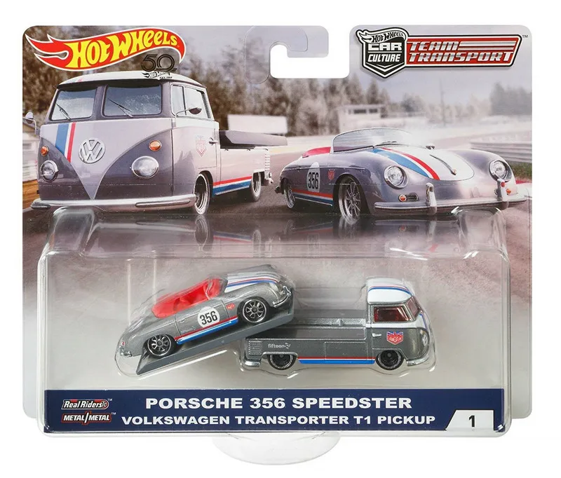 

Hot Wheels Team Transport Cars PORSCHE 356 SPEEDSTER & VOLKSWAGEN TRANSPORTER T1 PICKUP 1/64 Diecast Vehicles FLF56