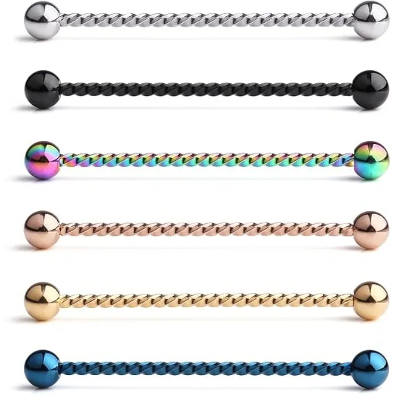 5 piezas, calibre 14, 38 mm, barra industrial para piercing de cartílago, joyería para piercing corporal, barra recta para piercing de cartílago, helix y oreja.