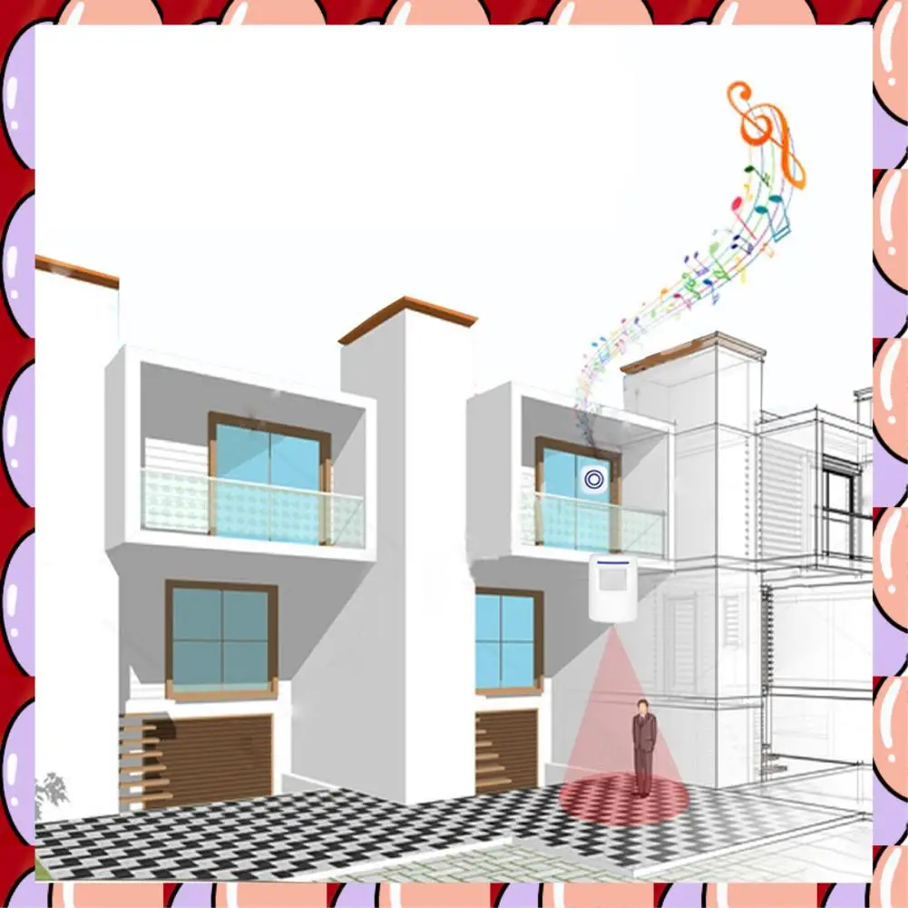 

A72Z беспроводной дверной звонок PIR инфракрасный датчик детектор движения входной дверной звонок сигнализация с приемником и передатчиком вилка европейского стандарта